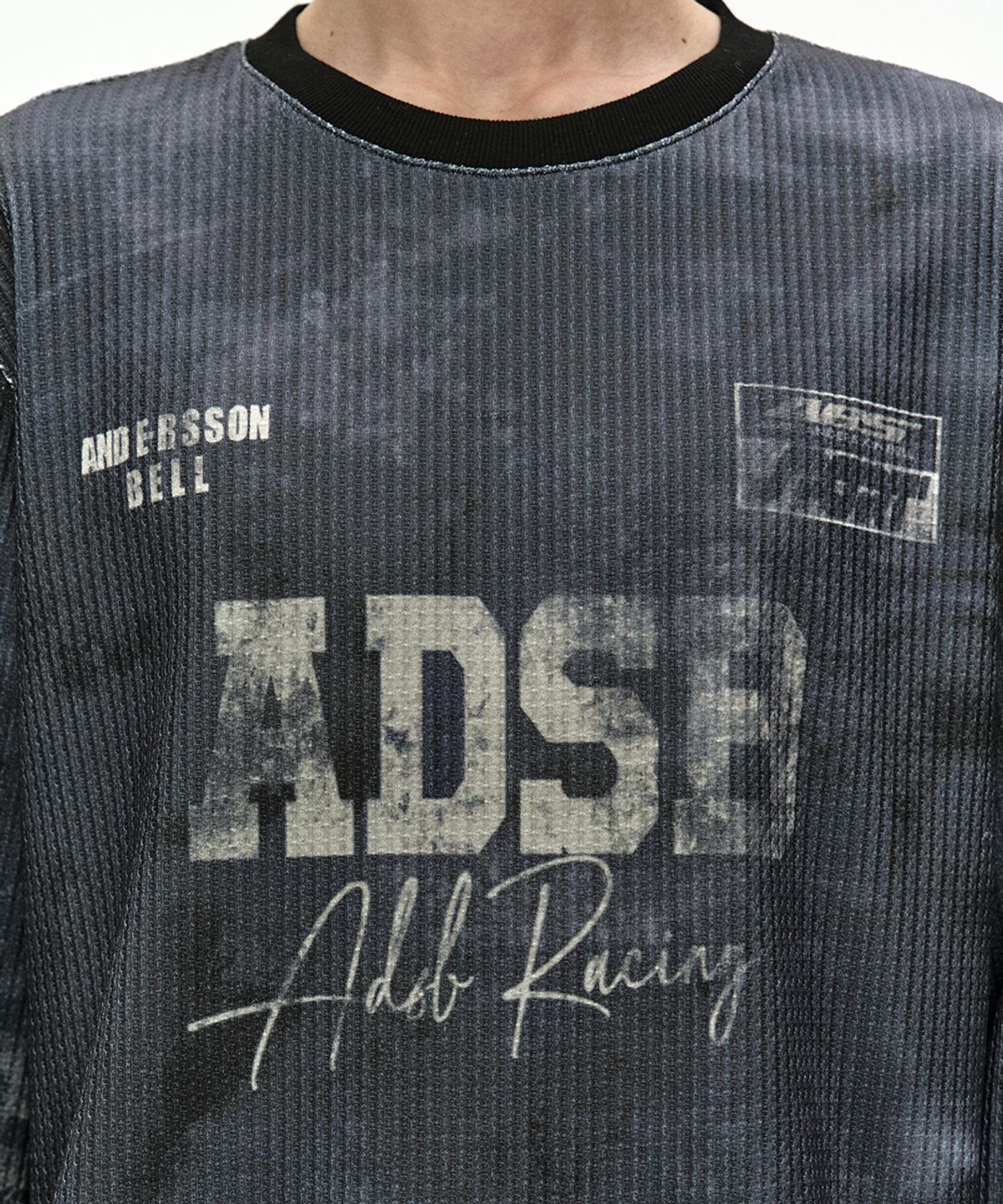 앤더슨벨(ADSB ANDERSSON BELL) RACING PRINTED WAFFLE LONG SLEEVE T-SHIRT (BLACK)