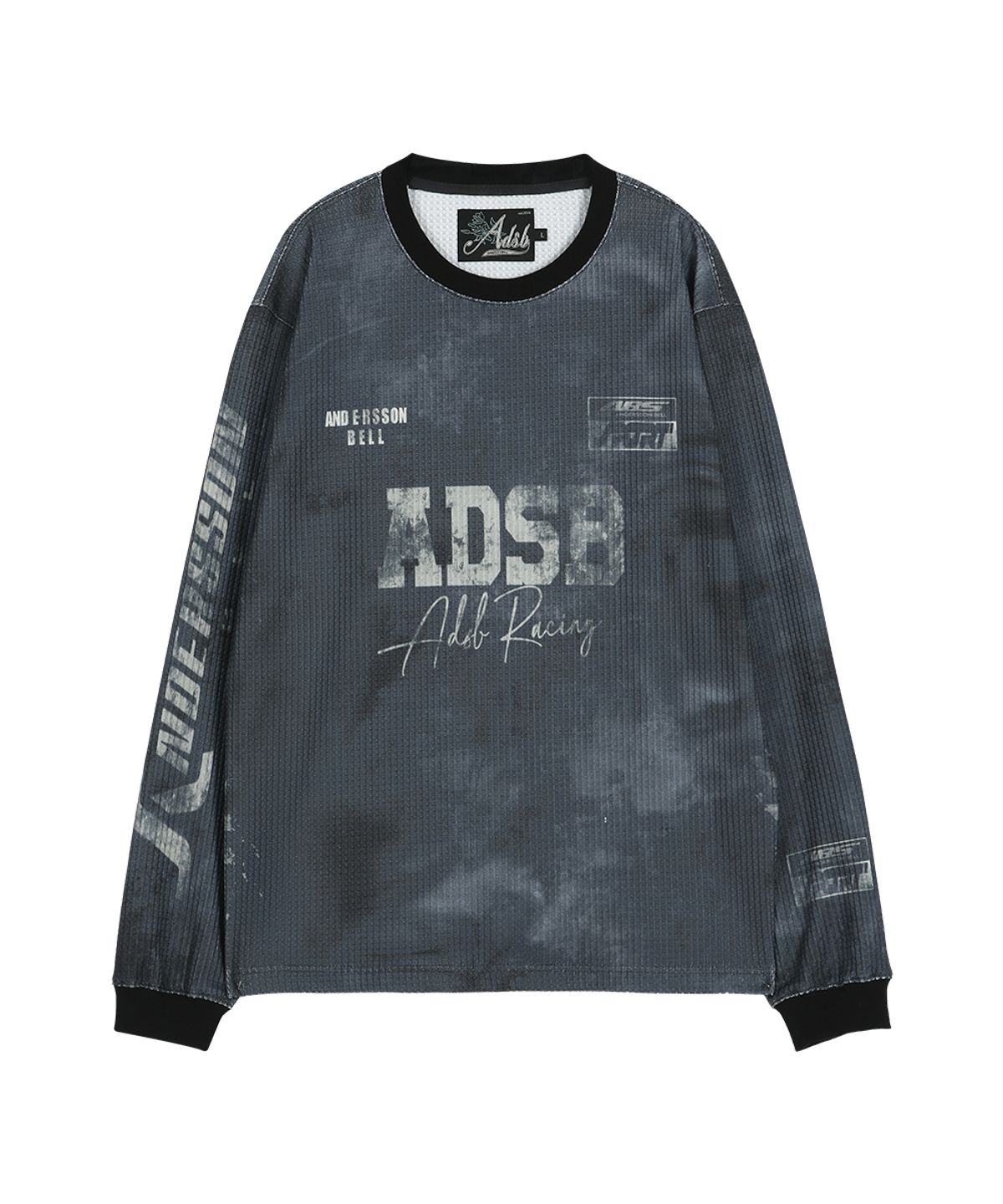 앤더슨벨(ADSB ANDERSSON BELL) RACING PRINTED WAFFLE LONG SLEEVE T-SHIRT (BLACK)