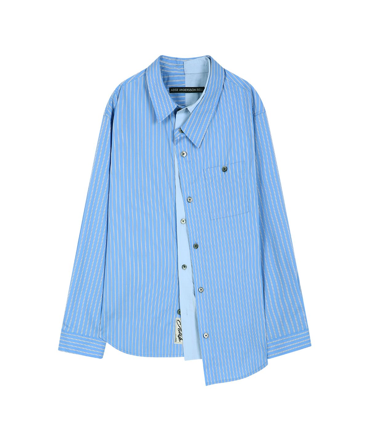 앤더슨벨(ADSB ANDERSSON BELL) ASYMMETRIC LAYERED SHIRT (BLUE/BLUE STRIPE)