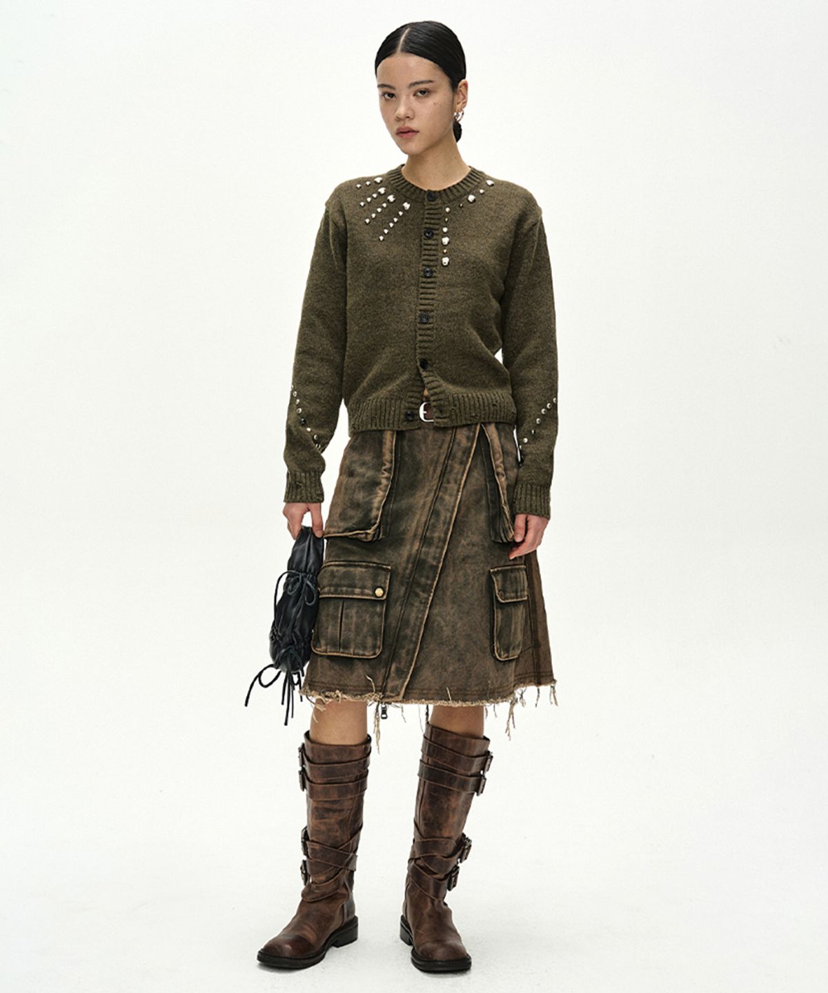 앤더슨벨(ADSB ANDERSSON BELL) ROGHEN STUDDED CARDIGAN (MOSS KHAKI)
