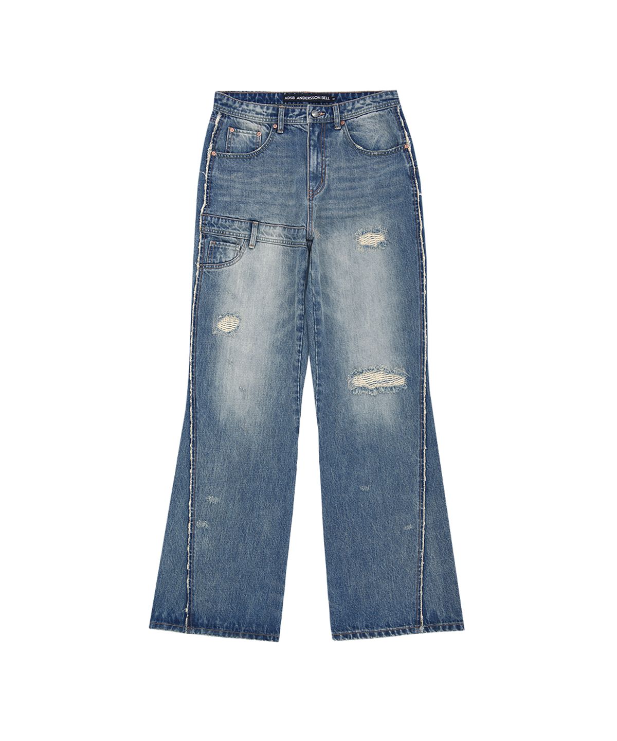 앤더슨벨(ADSB ANDERSSON BELL) UNISEX RE-WORKED EMBROIDERY FLARE JEANS (BLUE)