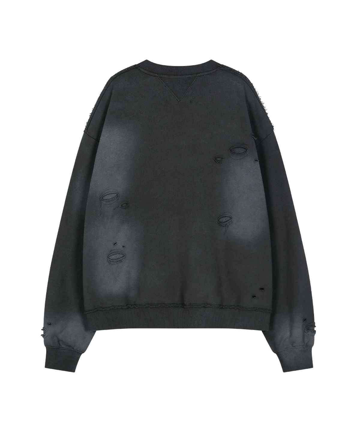 앤더슨벨(ADSB ANDERSSON BELL) (ESSENTIAL) UNISEX SPRAY WASHED HEART MESSAGE SWEATSHIRT (CHARCOAL)