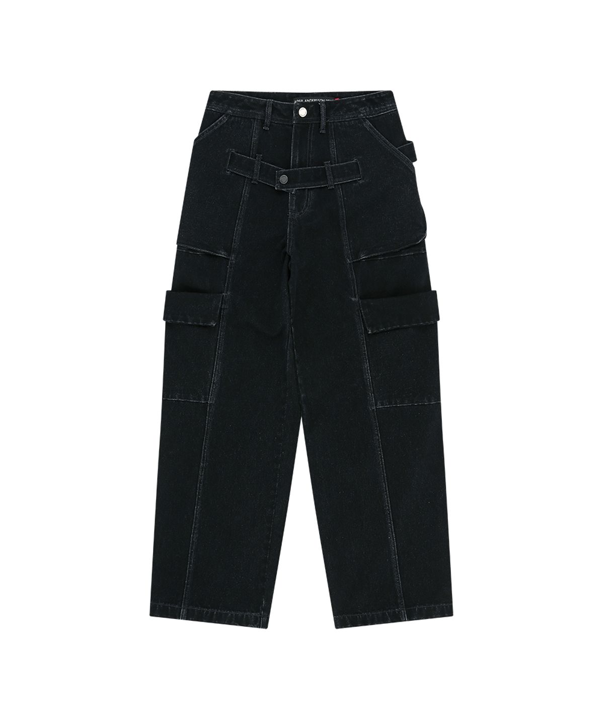 앤더슨벨(ADSB ANDERSSON BELL) BELT LAYERED CARGO WIDE-LEG JEANS (BLACK)