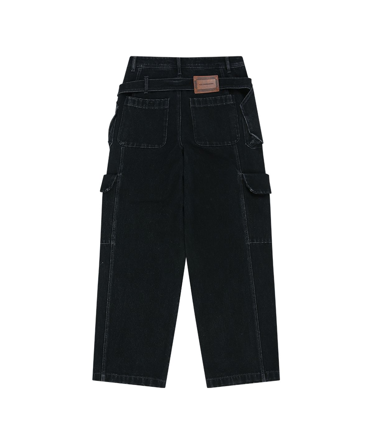 앤더슨벨(ADSB ANDERSSON BELL) BELT LAYERED CARGO WIDE-LEG JEANS (BLACK)
