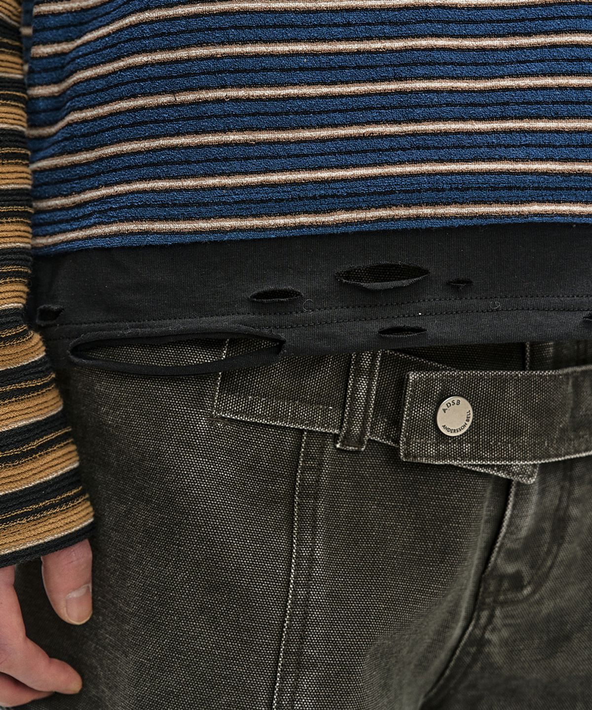 앤더슨벨(ADSB ANDERSSON BELL) BELT LAYERED CARGO WIDE-LEG JEANS (KHAKI)