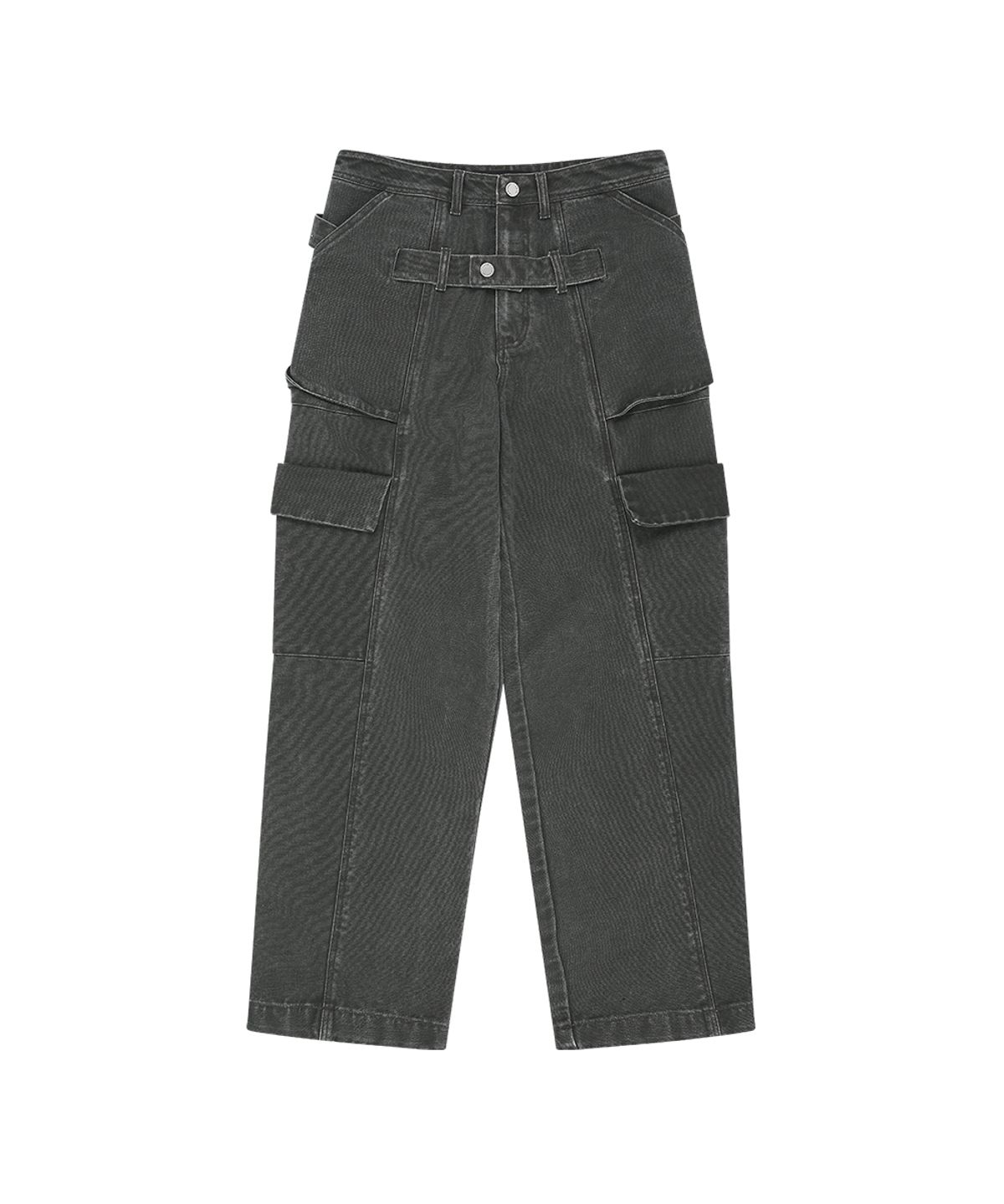 앤더슨벨(ADSB ANDERSSON BELL) BELT LAYERED CARGO WIDE-LEG JEANS (KHAKI)