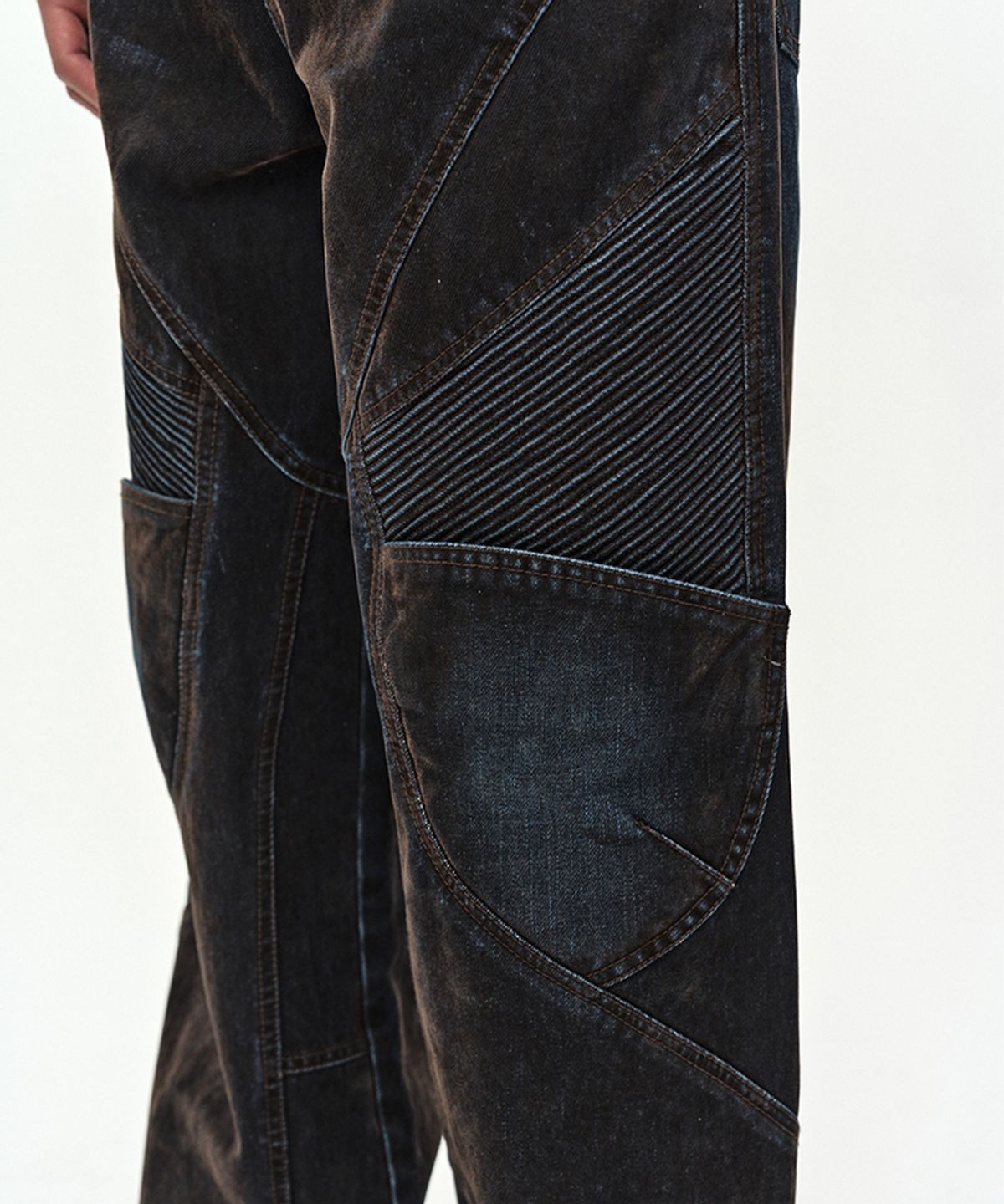 앤더슨벨(ADSB ANDERSSON BELL) UNISEX RODEO BIKER WIDE-LEG JEANS (BROWN/BLUE)
