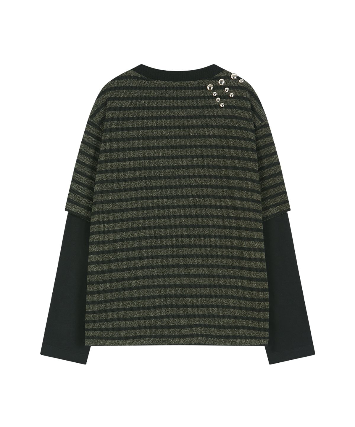 앤더슨벨(ADSB ANDERSSON BELL) UNISEX STUDDED STRIPE LAYERED SWEATER (BLACK)
