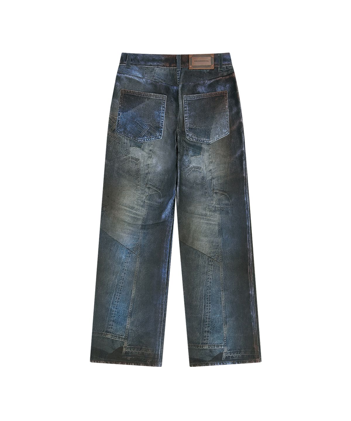 앤더슨벨(ADSB ANDERSSON BELL) UNISEX ILLUSION PATCHWORK TROMPE LOEIL JEANS (BLUE)