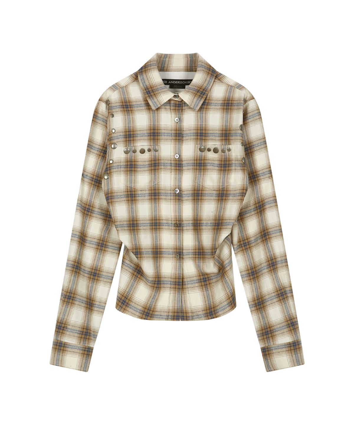 앤더슨벨(ADSB ANDERSSON BELL) CHECK STUDDED CONTOUR SHIRT (BEIGE)
