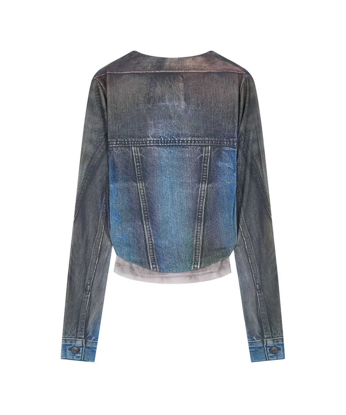 앤더슨벨(ADSB ANDERSSON BELL) TROMPE LOEIL DENIM LAYERED TATTOO TOP (BROWN)