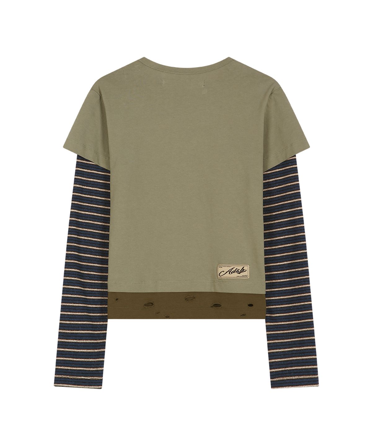 앤더슨벨(ADSB ANDERSSON BELL) LAYERED HEART MESSAGE LONG SLEEVE T-SHIRT (KHAKI)