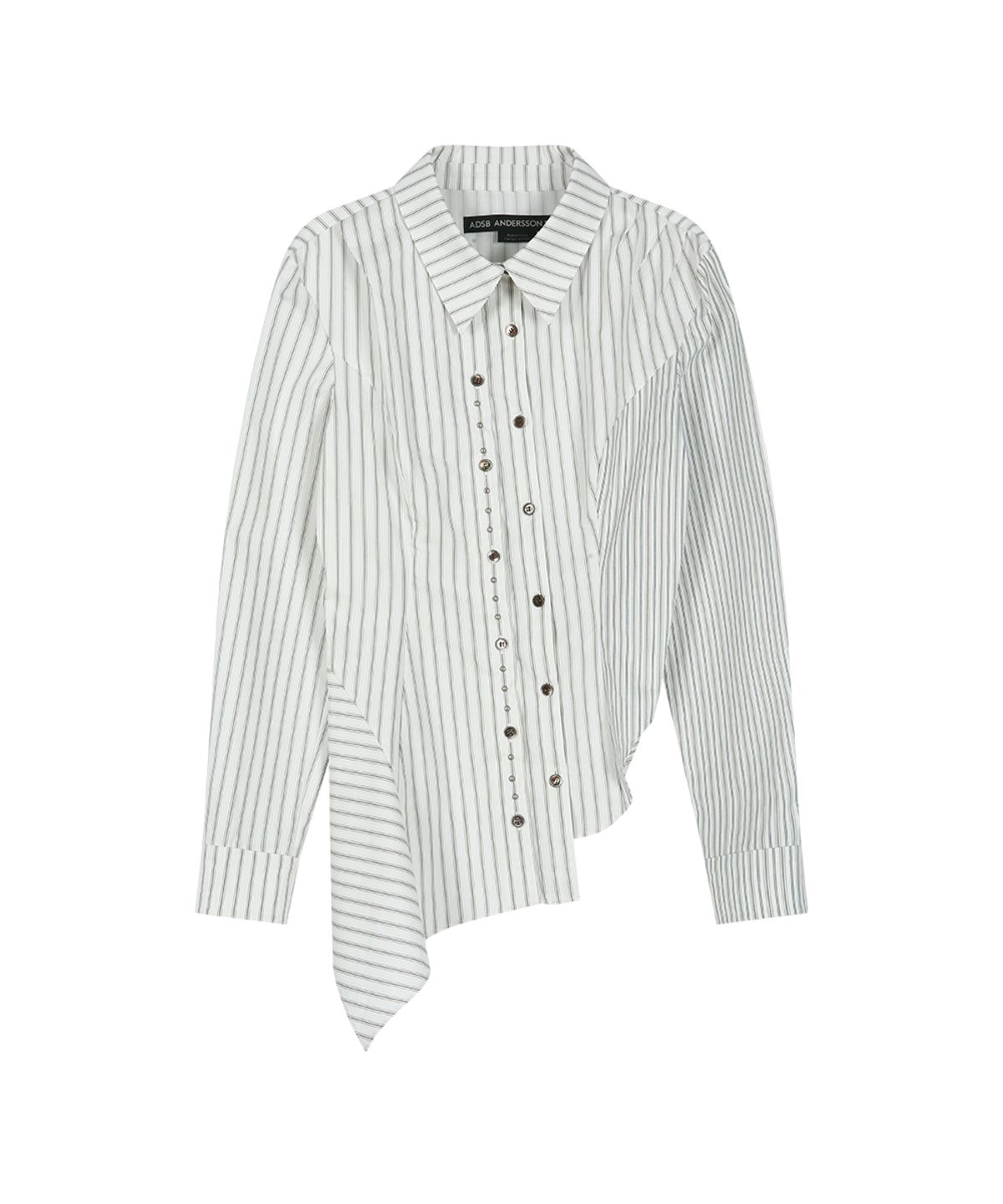 앤더슨벨(ADSB ANDERSSON BELL) ASYMMETRIC STUDDED STRIPE SHIRT (WHITE)