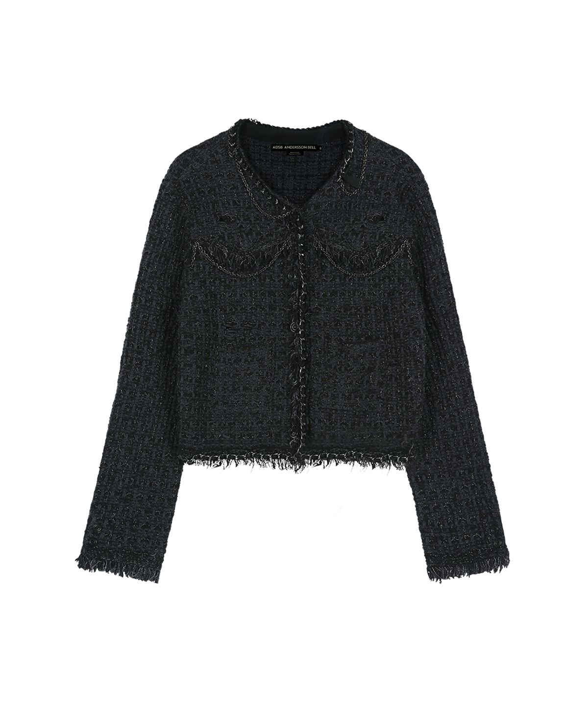 앤더슨벨(ADSB ANDERSSON BELL) RAW CHAIN-EDGE TWEED JACKET (BLACK)