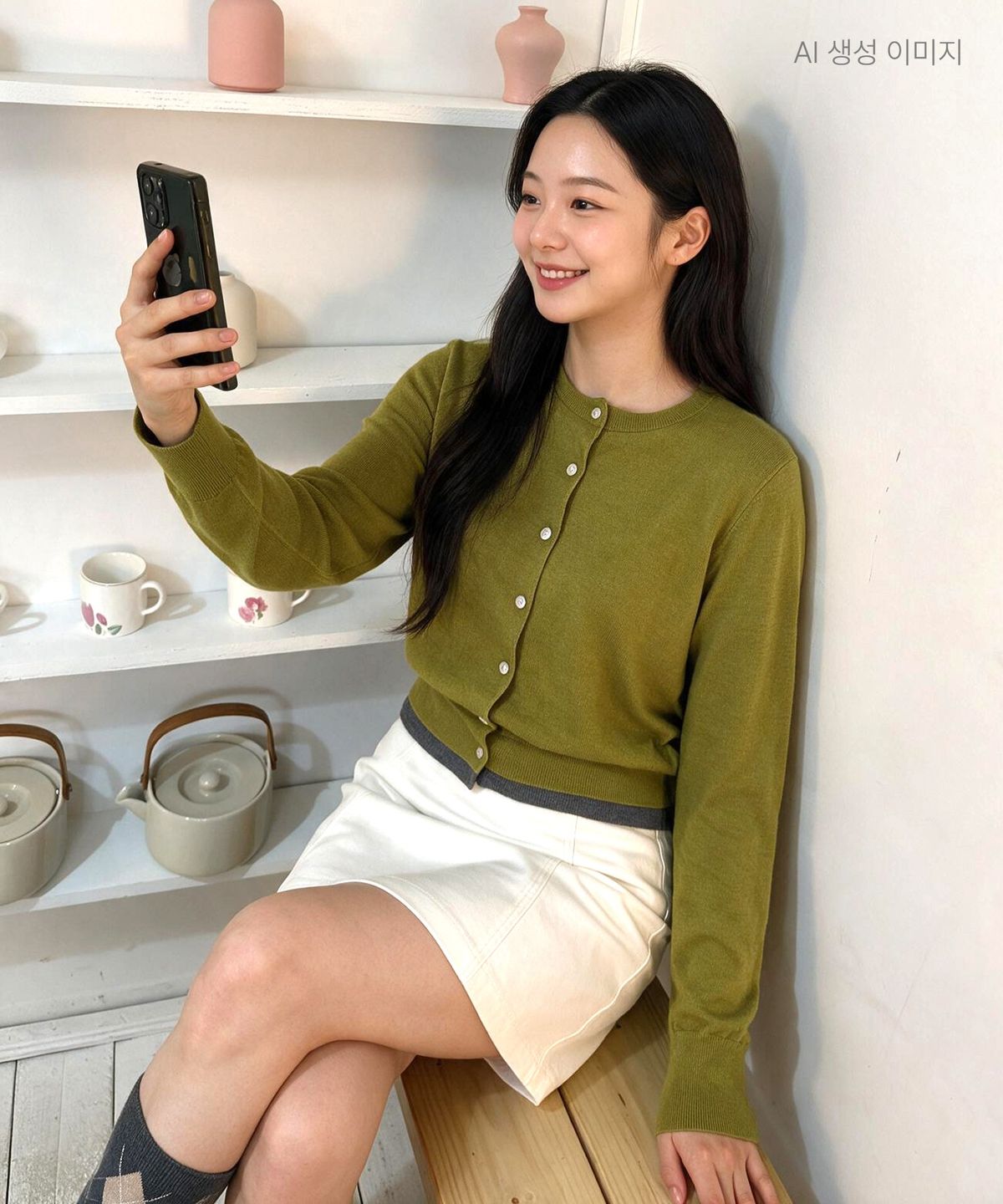 로엠(ROEM) 올데이 라운드넥 배색 가디건 RMCKG49A11
