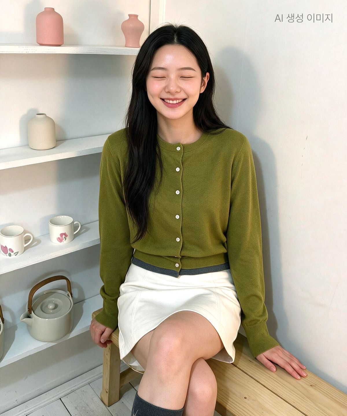 로엠(ROEM) 올데이 라운드넥 배색 가디건 RMCKG49A11