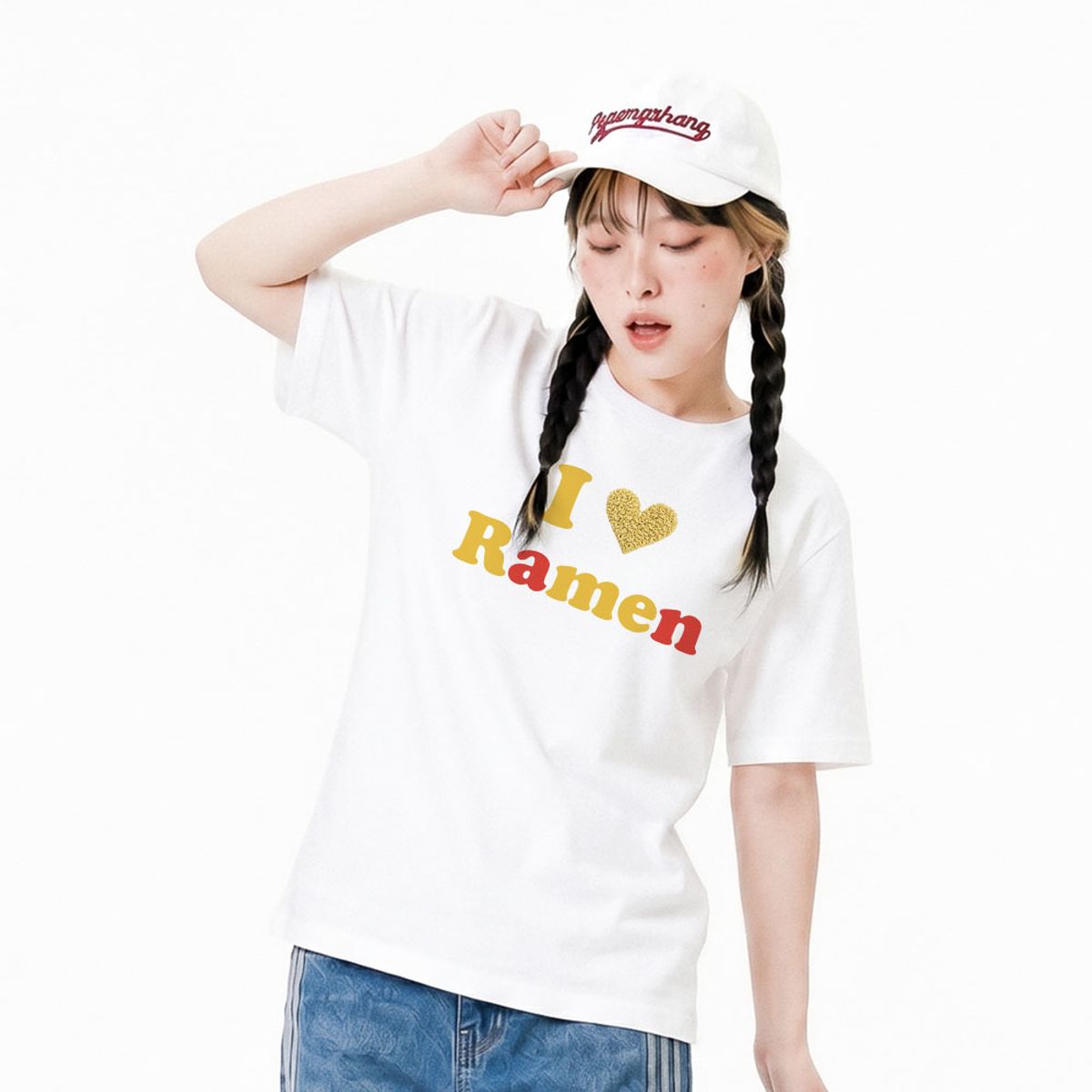 위드썸(WITHSOME) 러브포맷 아이러브 라면 티셔츠