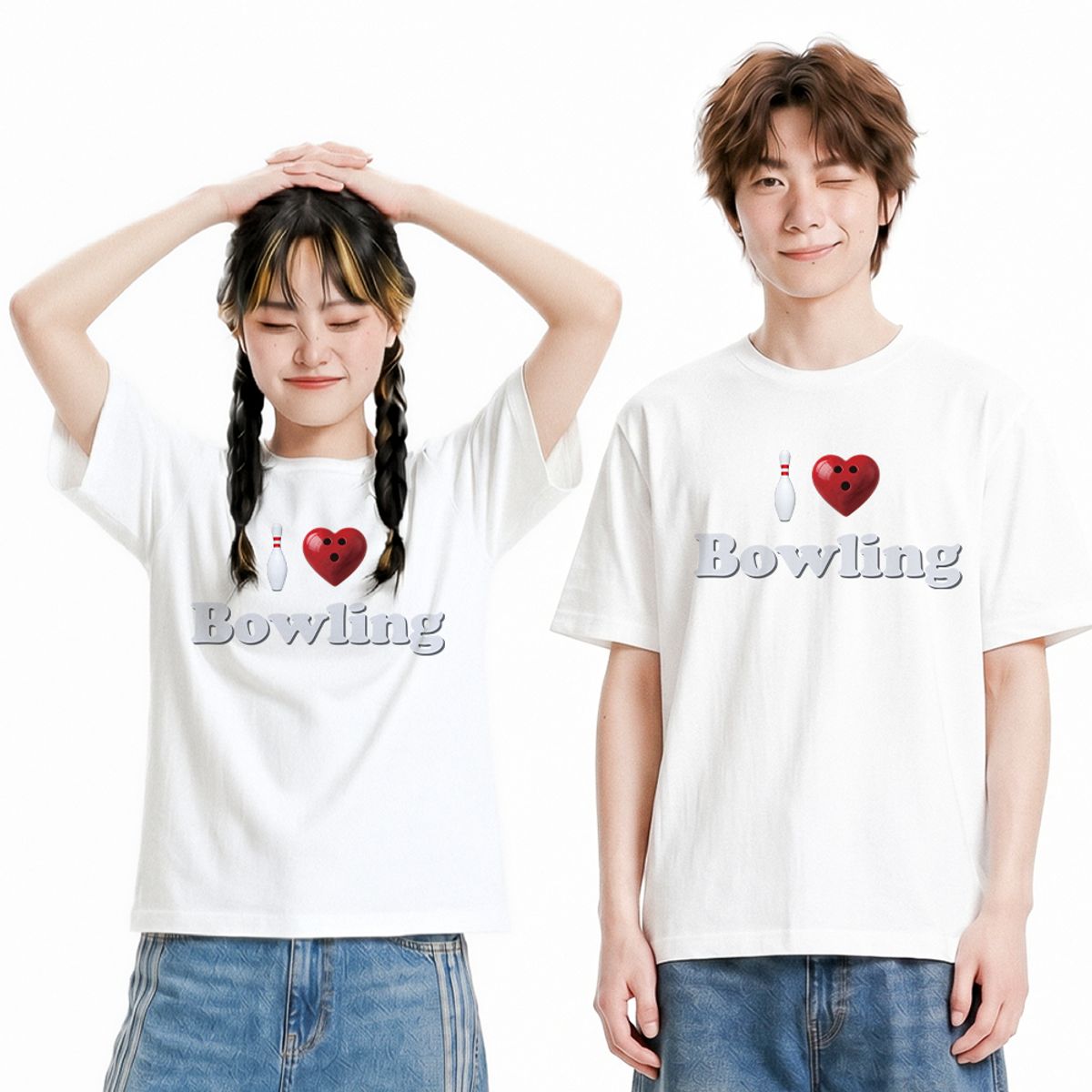 위드썸(WITHSOME) 러브포맷 아이러브 볼링 티셔츠