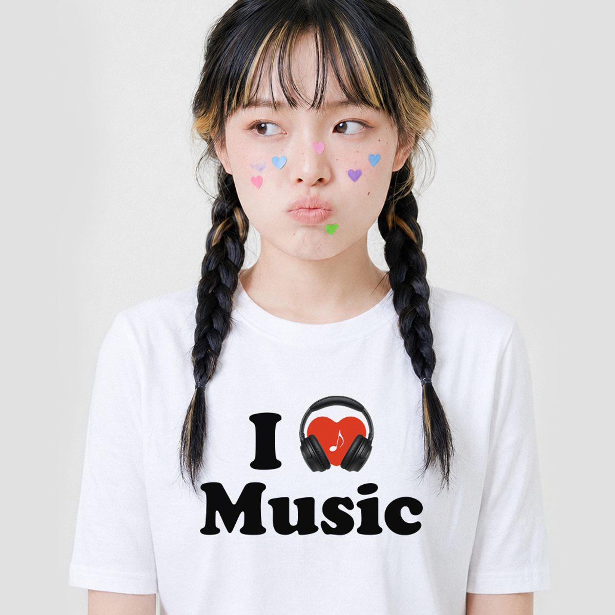위드썸(WITHSOME) 러브포맷 아이러브 뮤직 티셔츠