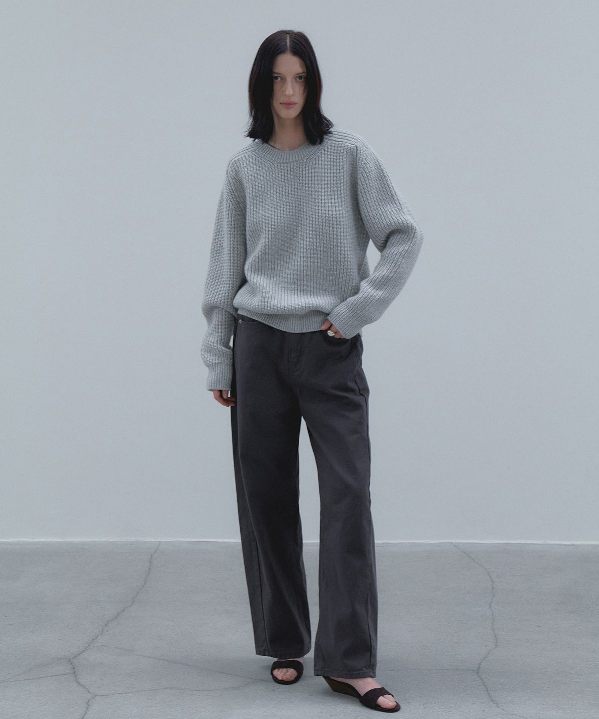 108파운드(108POUND) Haze Lambswool Sweater_Melange gray
