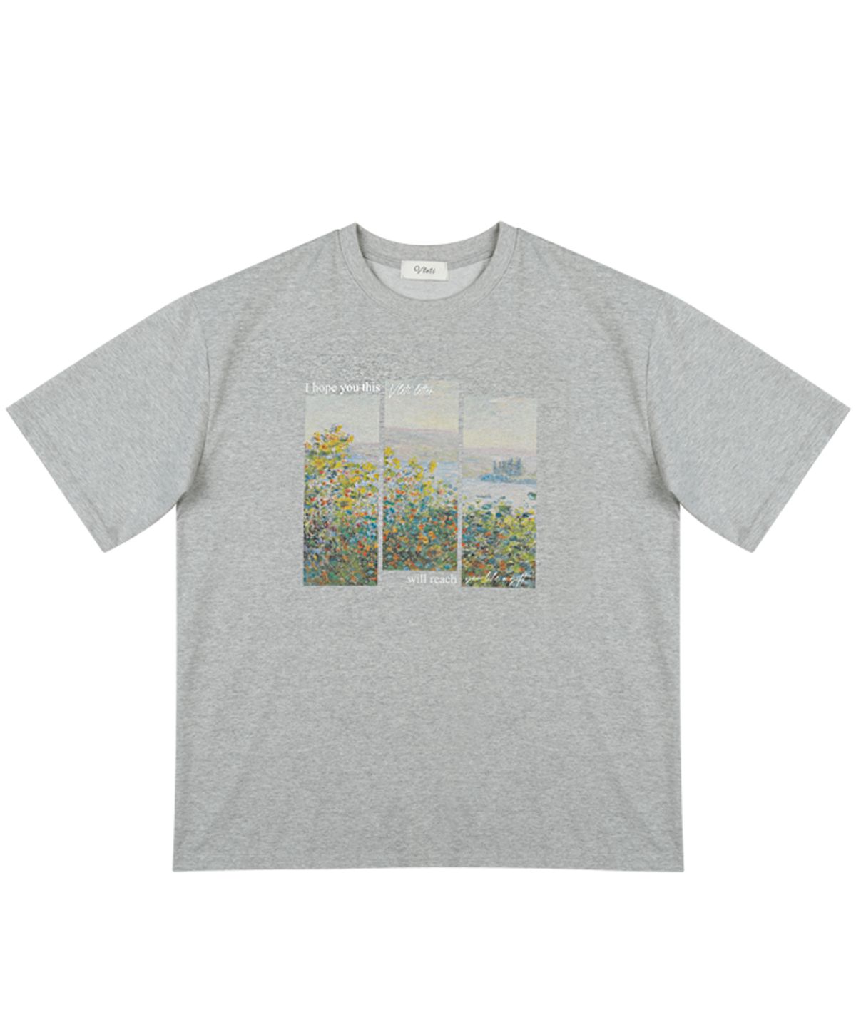 블레티(VLETI) Letter Art Work Printing T-shirt (gray)