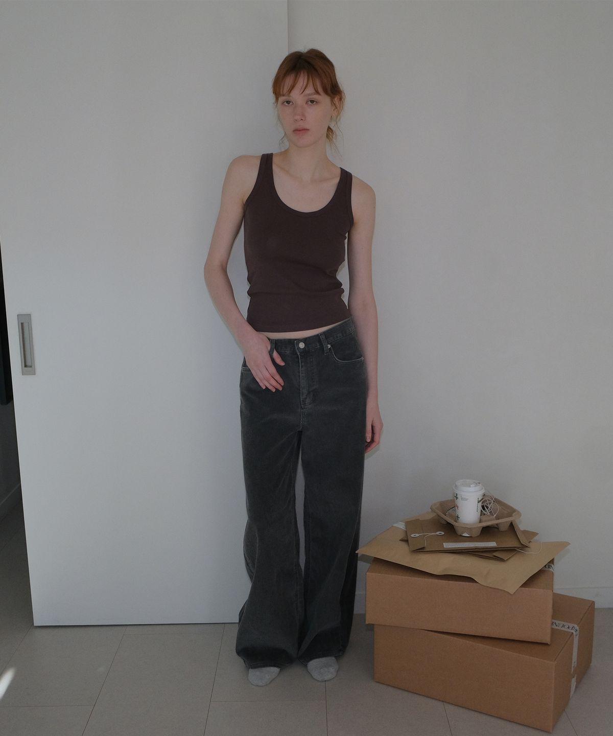 108파운드(108POUND) Washed Cord Jean_Charcoal