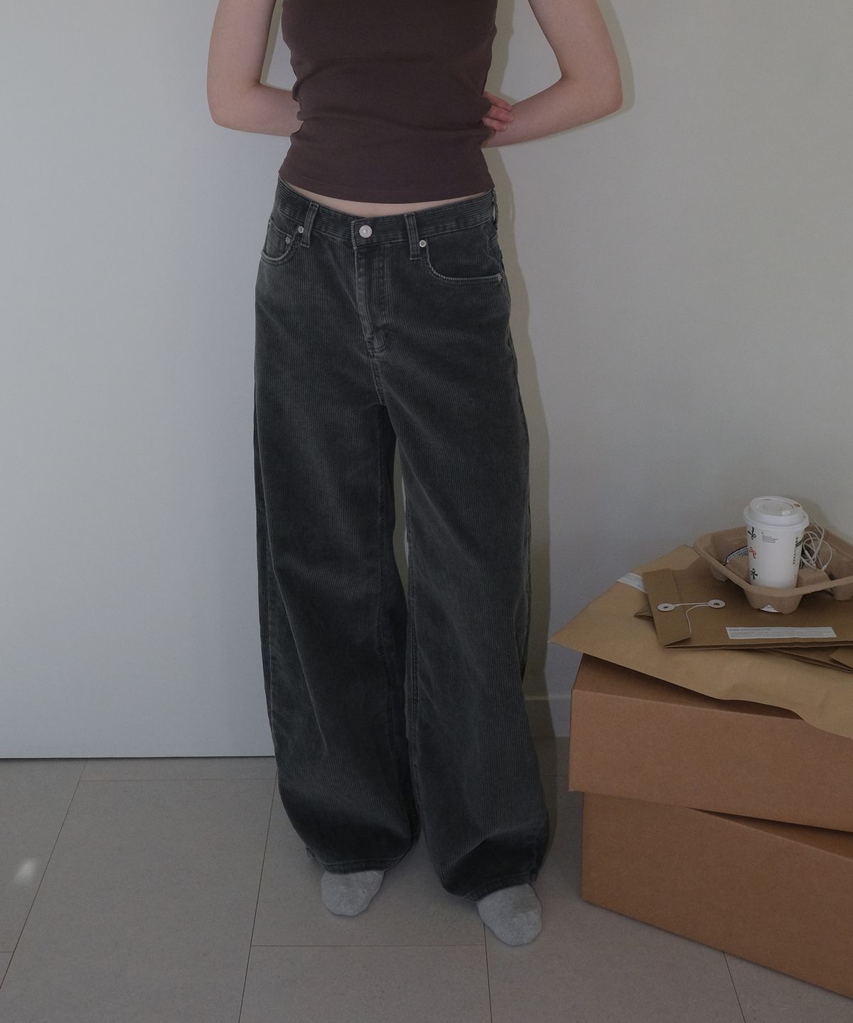 108파운드(108POUND) Washed Cord Jean_Charcoal