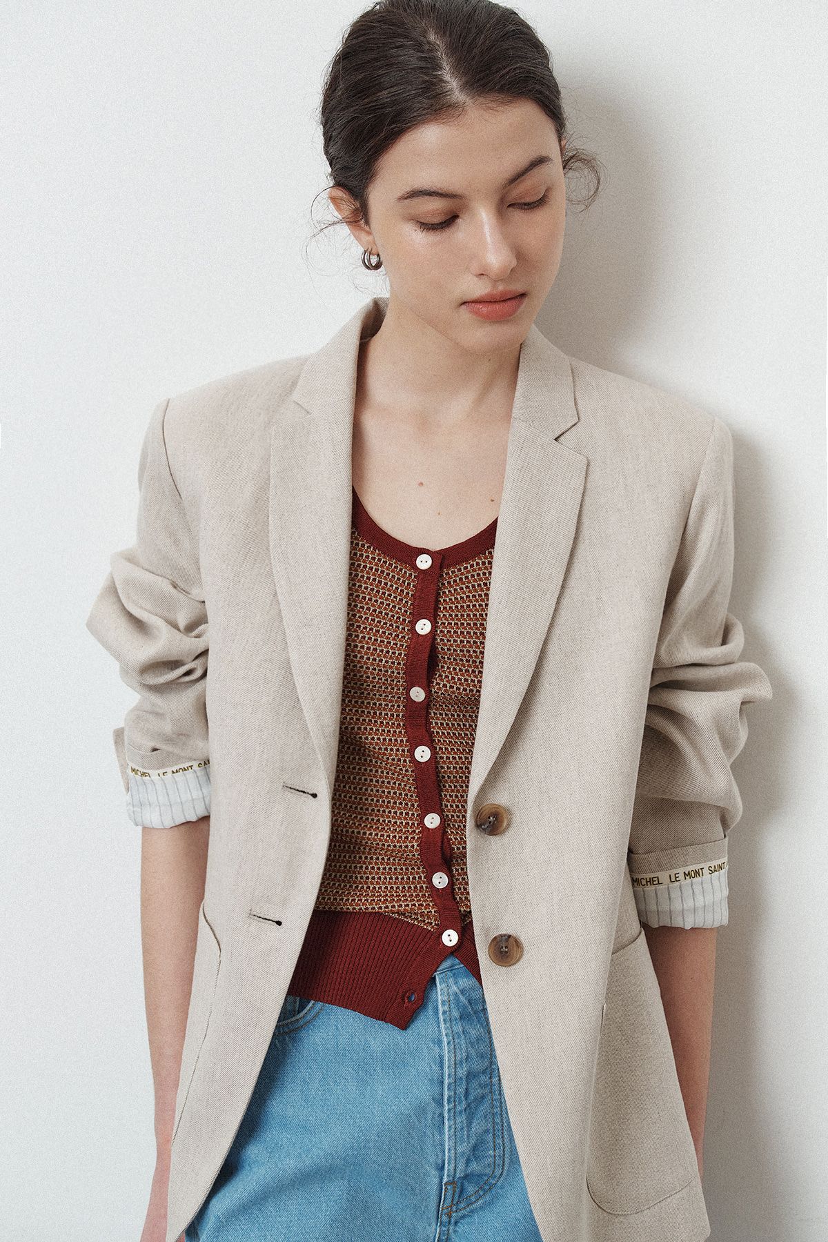 르몽생미셸(LE MONT ST MICHEL) GIORGIA – SLEEVELESS CARDIGAN_Burgundy