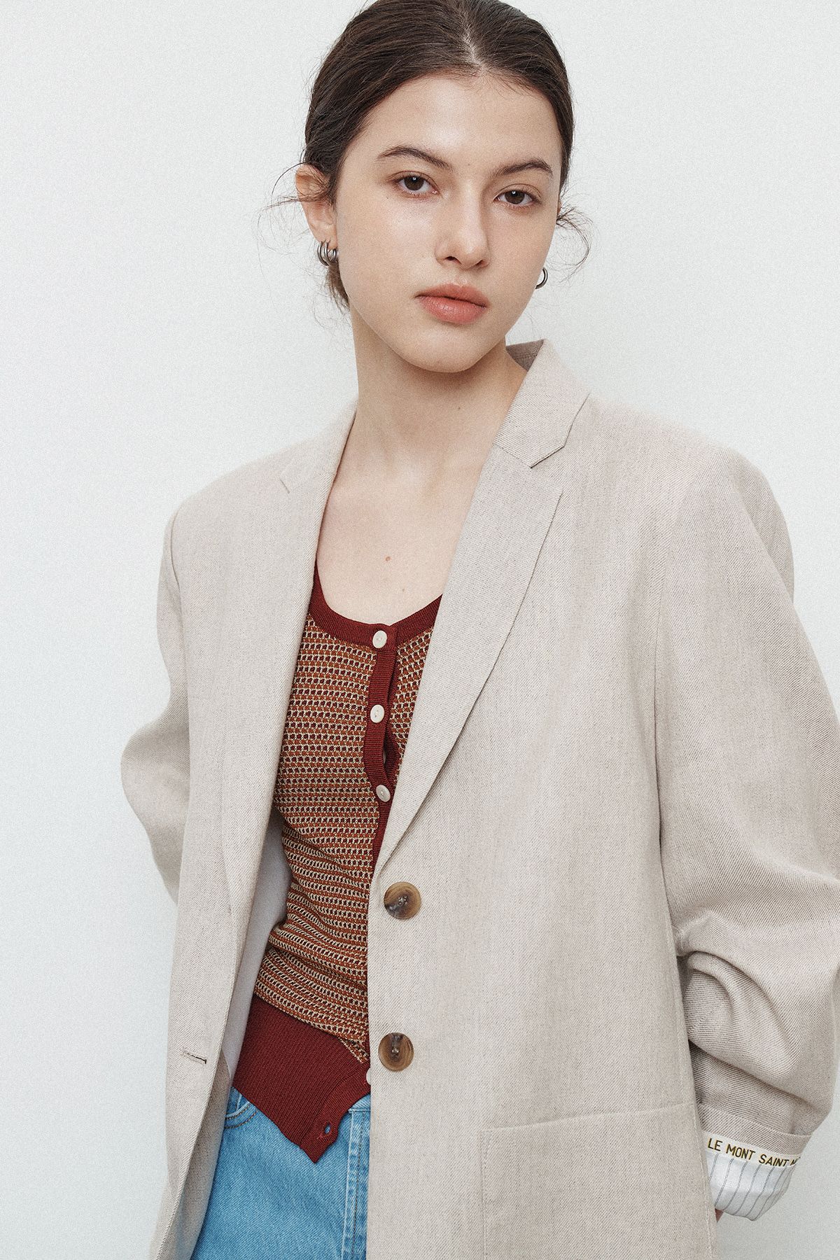르몽생미셸(LE MONT ST MICHEL) GIORGIA – SLEEVELESS CARDIGAN_Burgundy