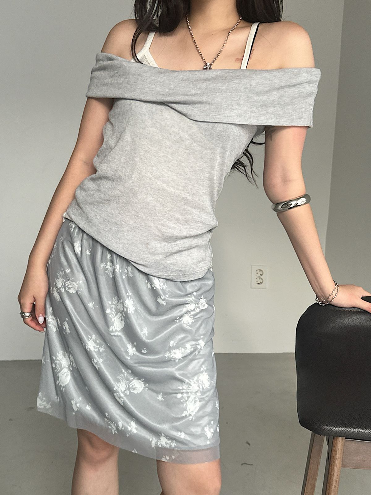 아포엠(APOEM) Flower Sheer Layered Skirt (2C)