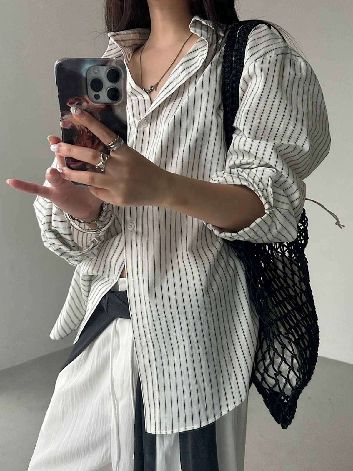 아포엠(APOEM) PIN STRIPE OVER SHIRT (2C)