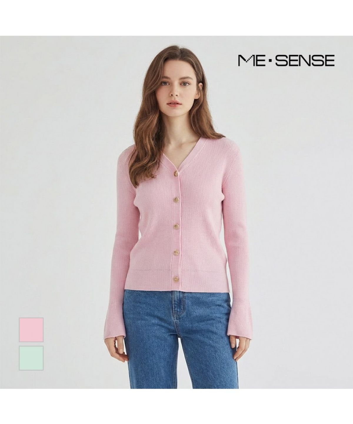 미센스(MESENSE) 슬림 골지 니트가디건_MB33KNM601Z