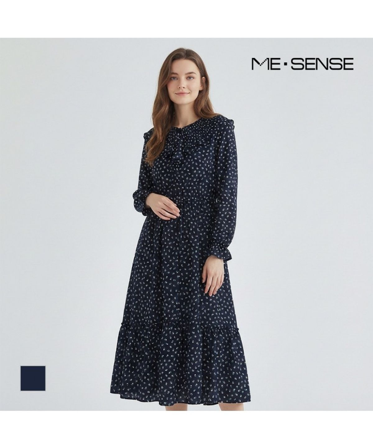 미센스(MESENSE) 플리츠카라 패턴원피스_MB33OPM202A