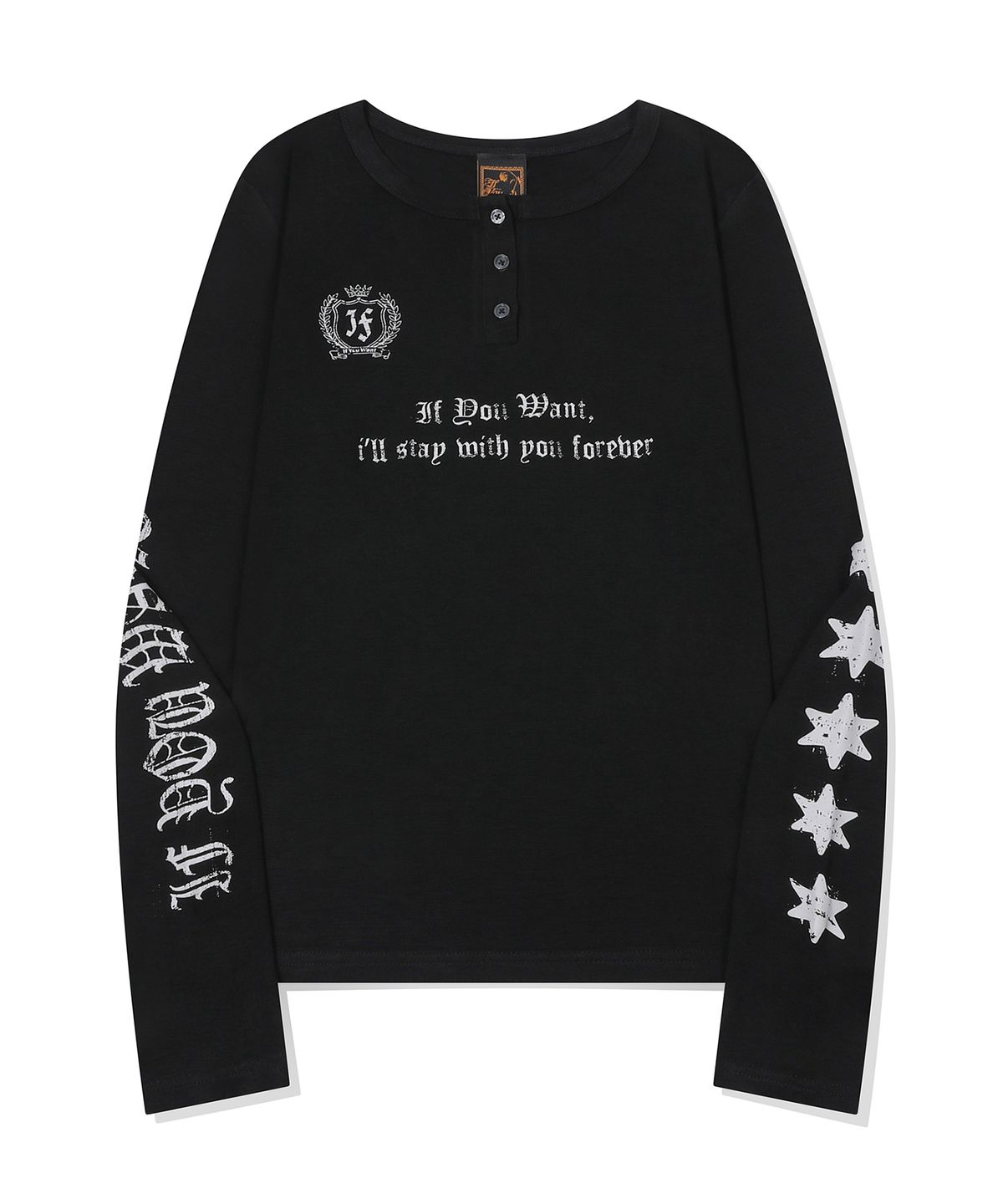 이퓨원트(IFYOUWANT) Stay Forever Henley Long Sleeve Black