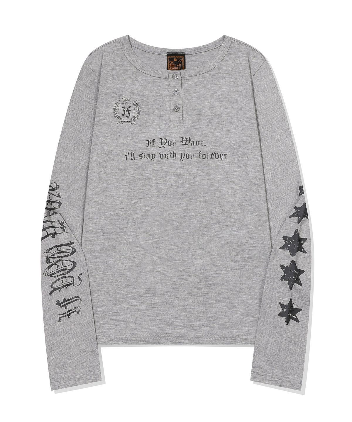 이퓨원트(IFYOUWANT) Stay Forever Henley Long Sleeve Gray