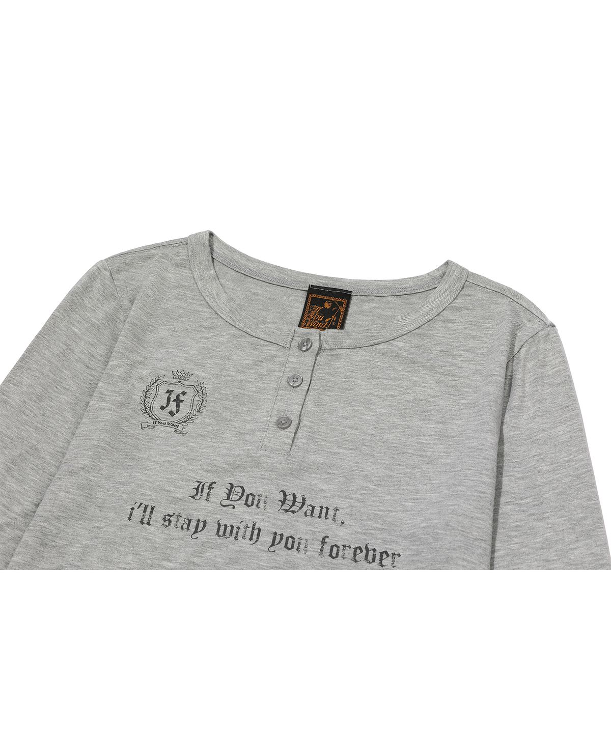 이퓨원트(IFYOUWANT) Stay Forever Henley Long Sleeve Gray
