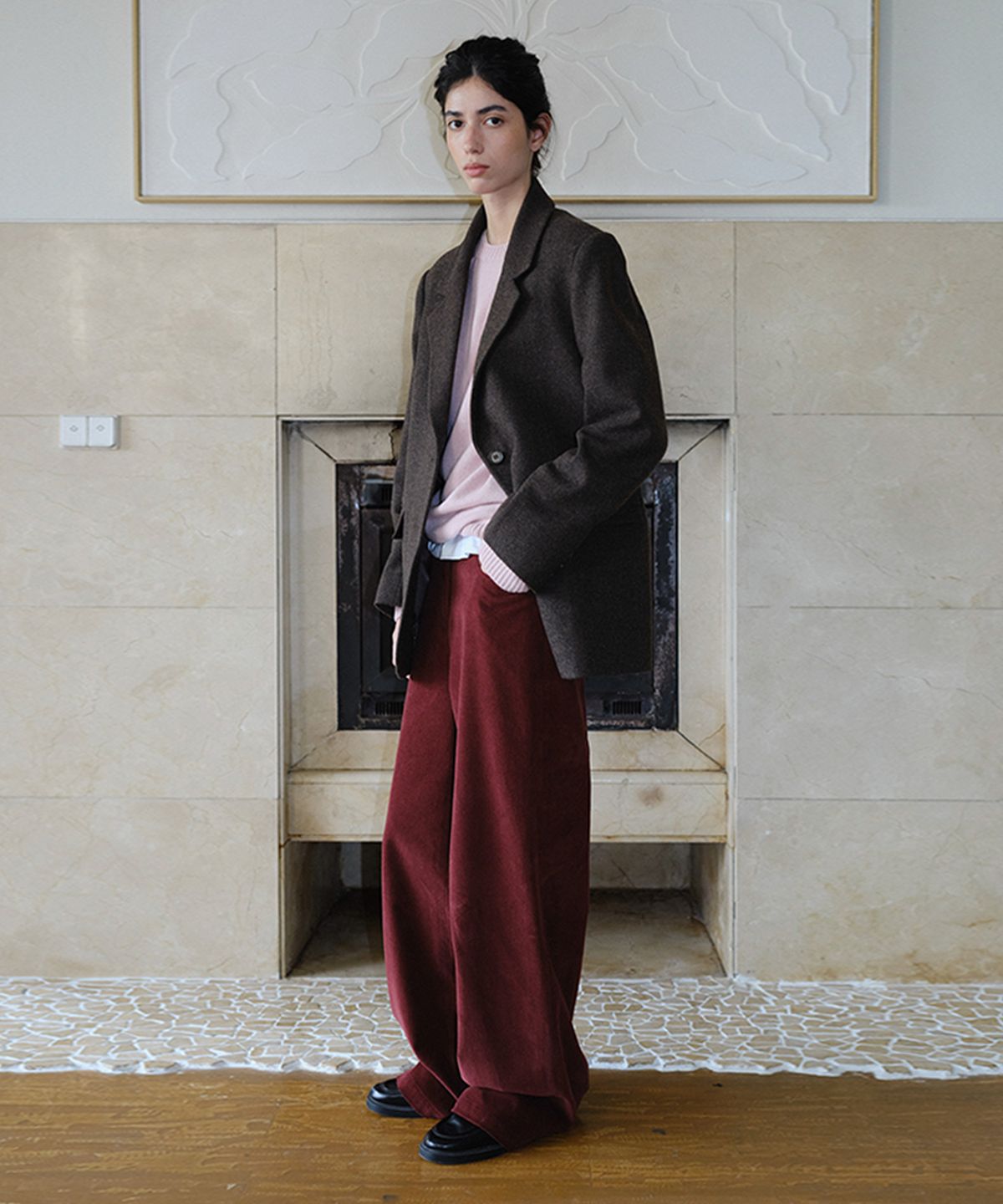 엔오르(EN OR) CORDUROY STRAIGHT PANTS - WINE