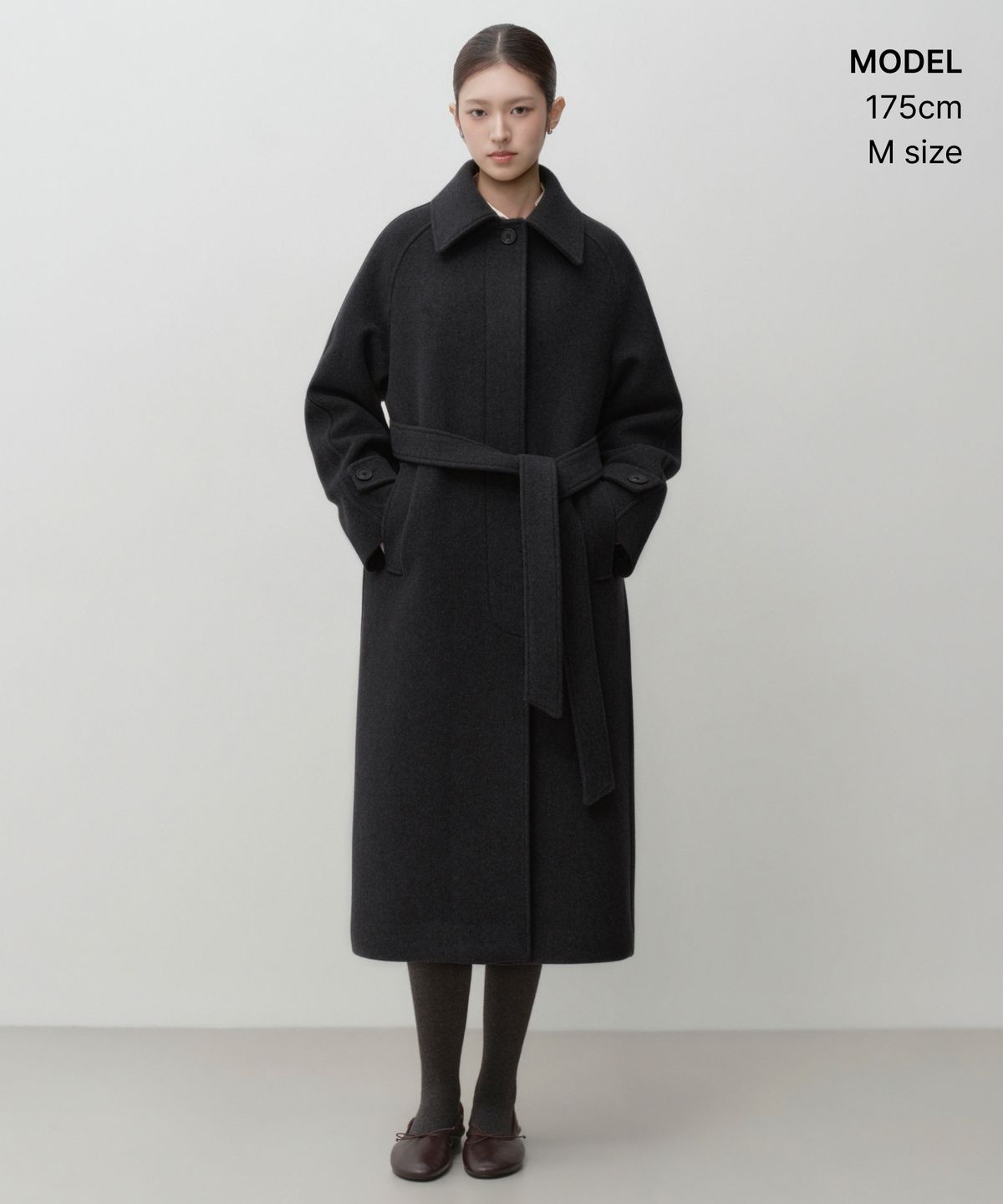 무신사 스탠다드 우먼(MUSINSA STANDARD WOMAN) 우먼즈 캐시미어 블렌드 발마칸 로브 코트 [차콜 그레이]