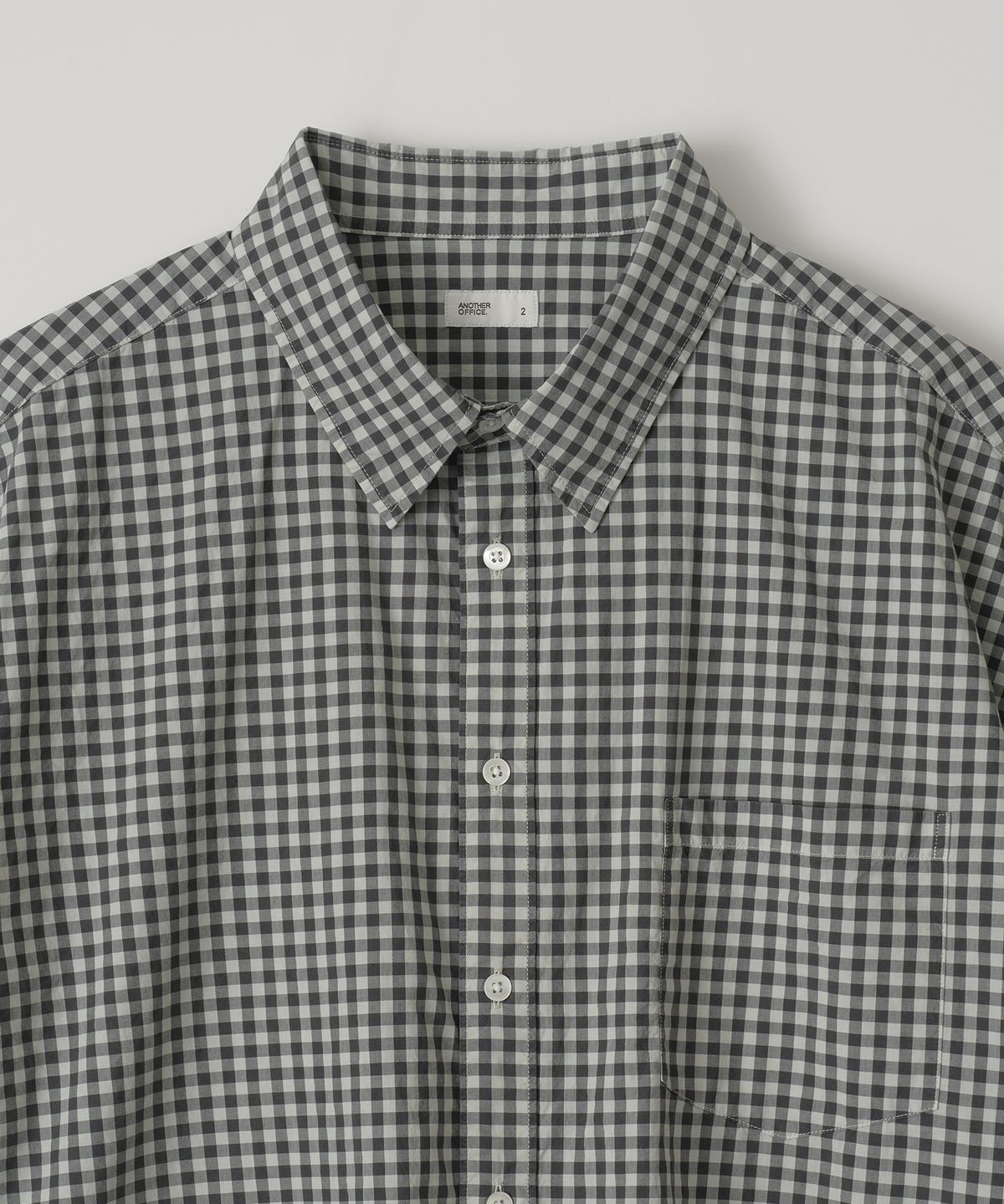 어나더 오피스(ANOTHER OFFICE) Huge Garment Gingham Check Shirt (Porcelain White)