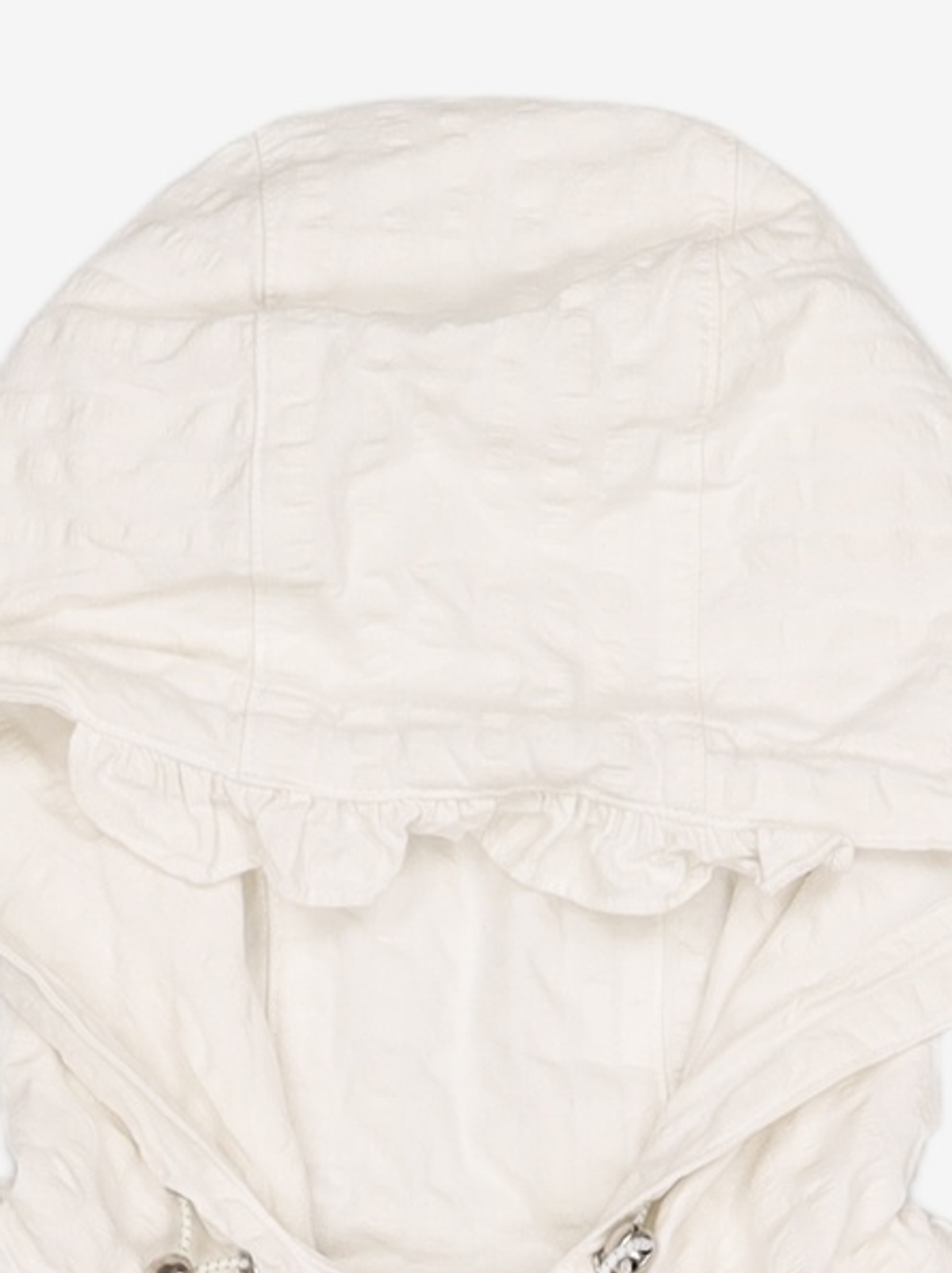 오헤시오(OHESHIO) HOODED FRILL HALF WINDBREAKER, WHITE