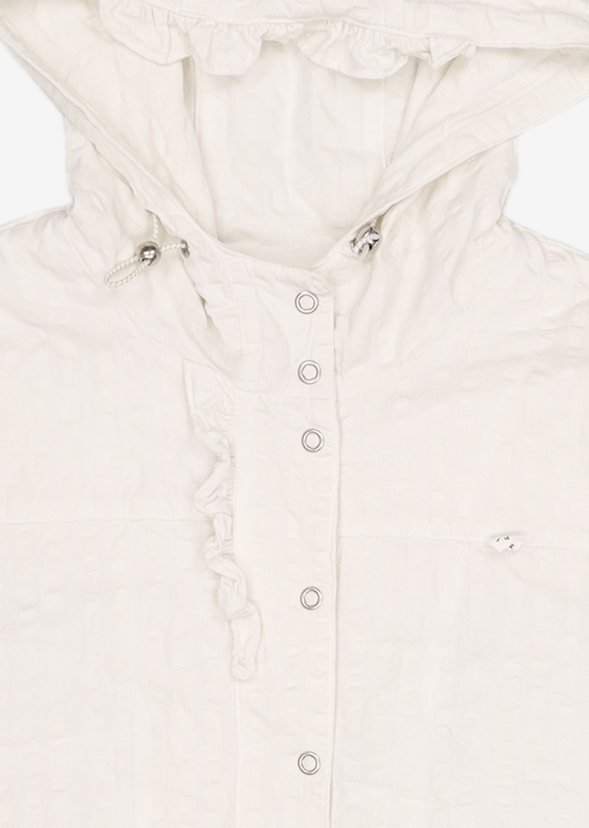 오헤시오(OHESHIO) HOODED FRILL HALF WINDBREAKER, WHITE