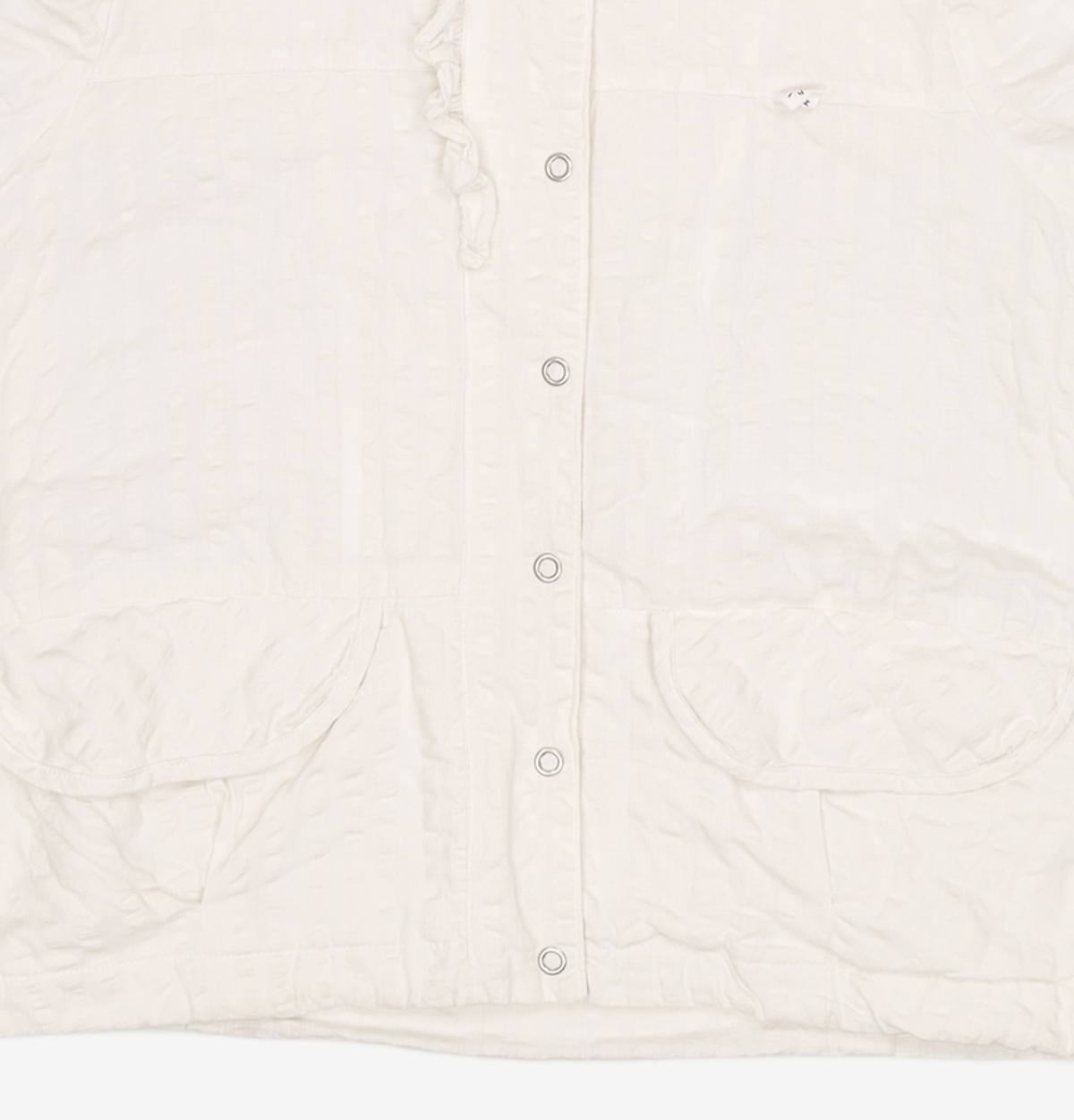 오헤시오(OHESHIO) HOODED FRILL HALF WINDBREAKER, WHITE