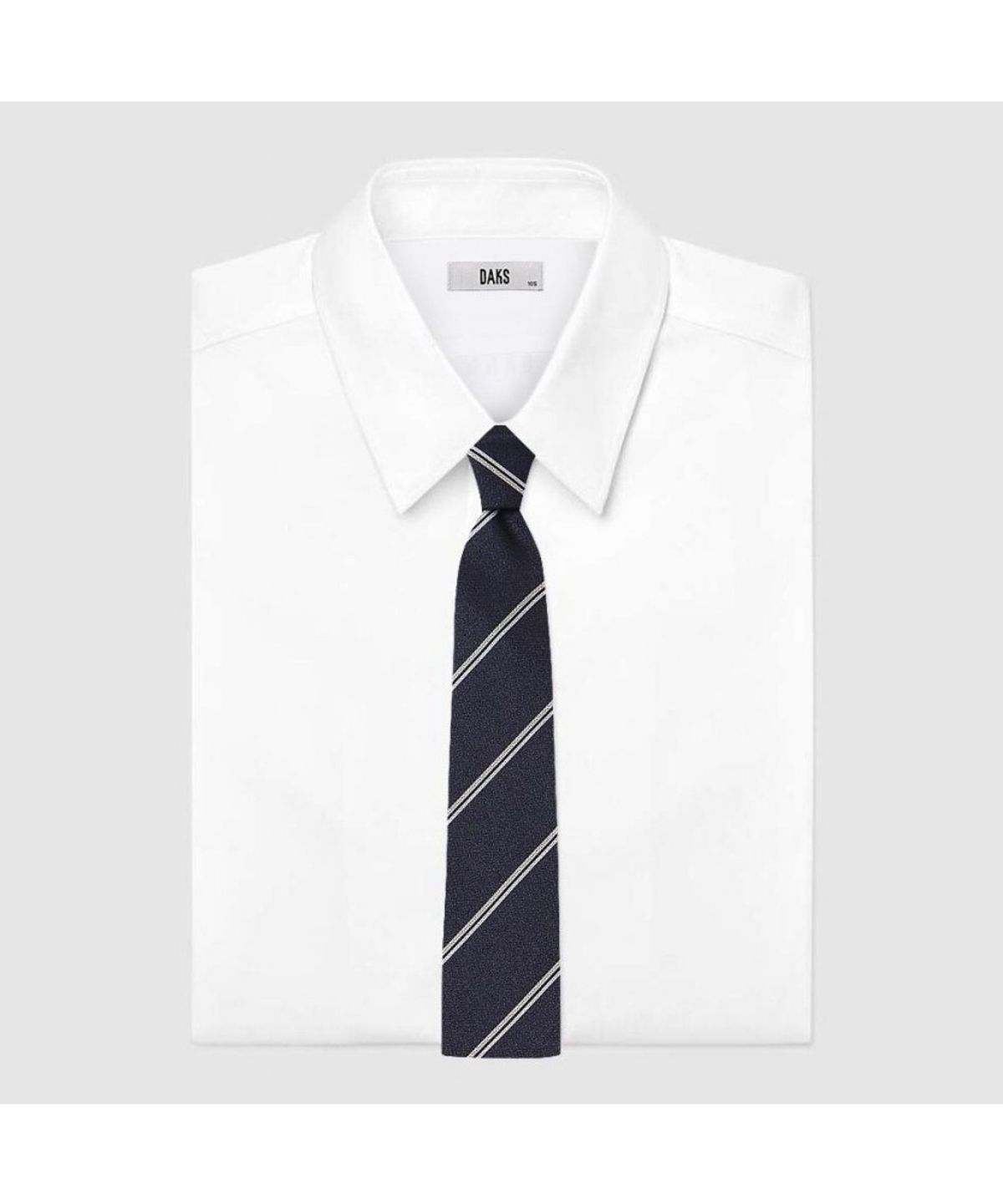 닥스셔츠(DAKS SHIRTS) 실크혼방 레지멘탈 스트라이프 넥타이 네이비_DMF1ACF1235N1