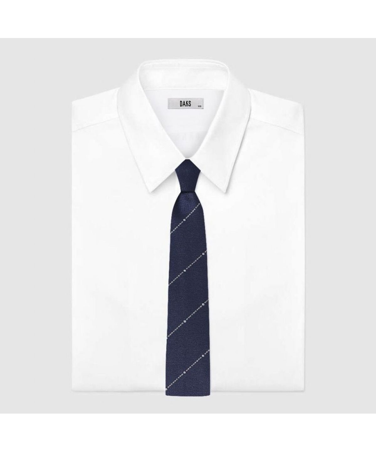 닥스셔츠(DAKS SHIRTS) 실크혼방 레지멘탈 스트라이프 넥타이 네이비_DMF1ACF1237N1