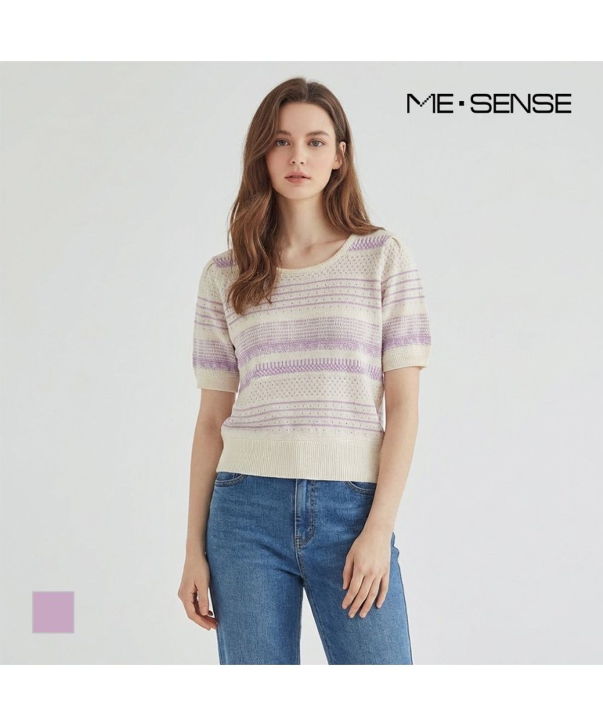 미센스(MESENSE) 짜임패턴 반팔 니트_MB46KNM308Z