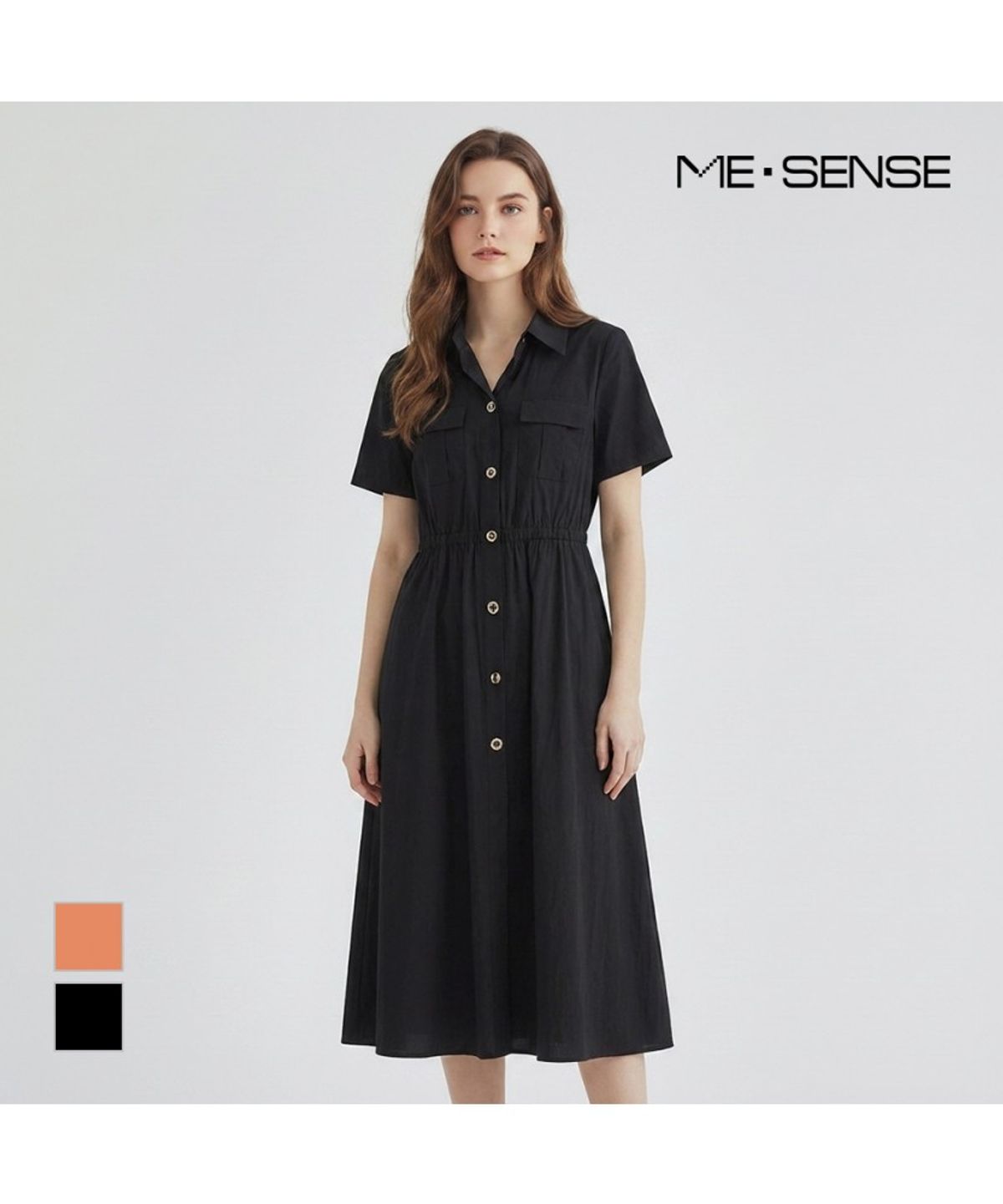 미센스(MESENSE) 밴딩 카라 반팔 원피스_MB46OPP116A