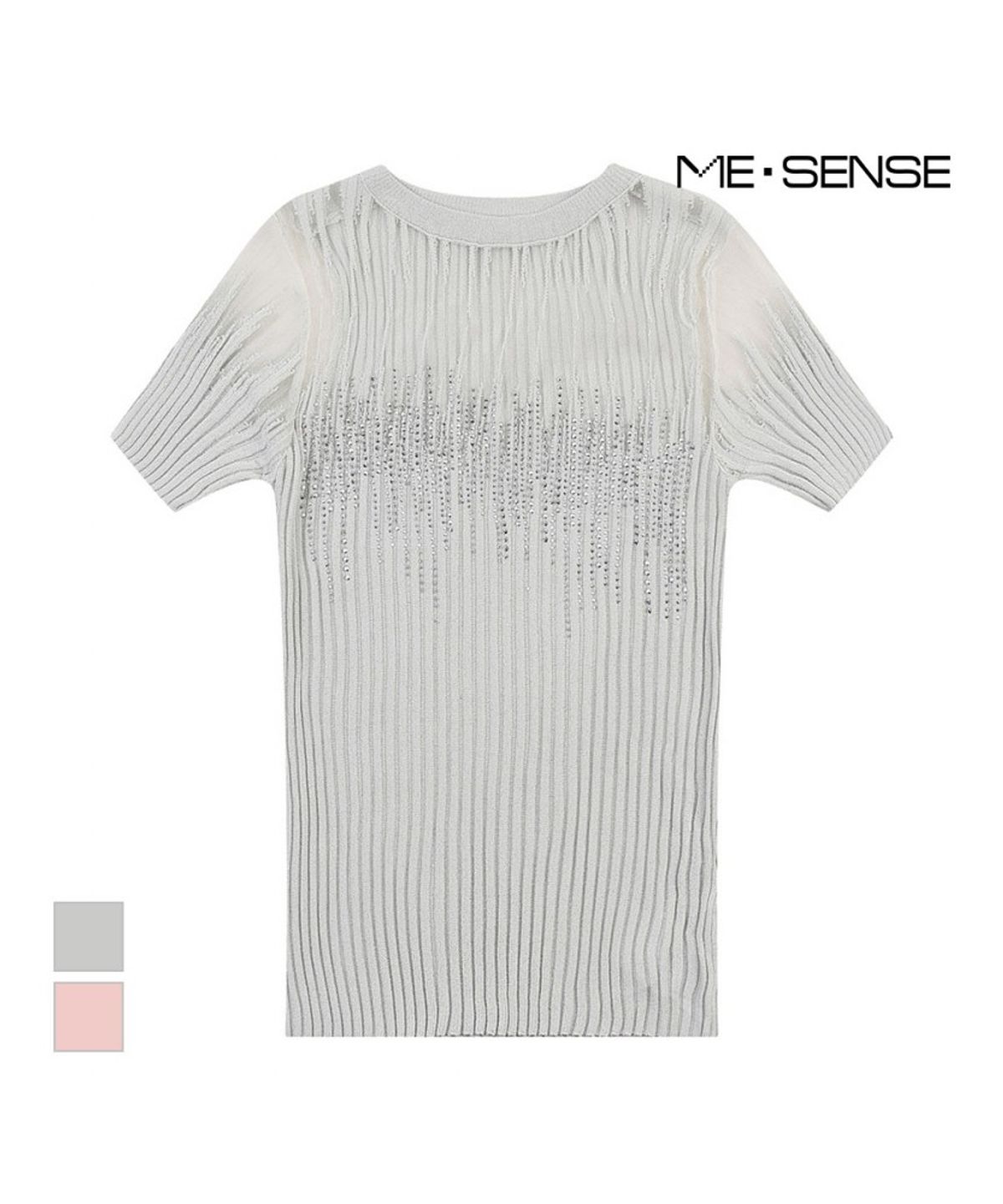 미센스(MESENSE) 큐빅 시스루 반팔니트_MB37KNM345Z