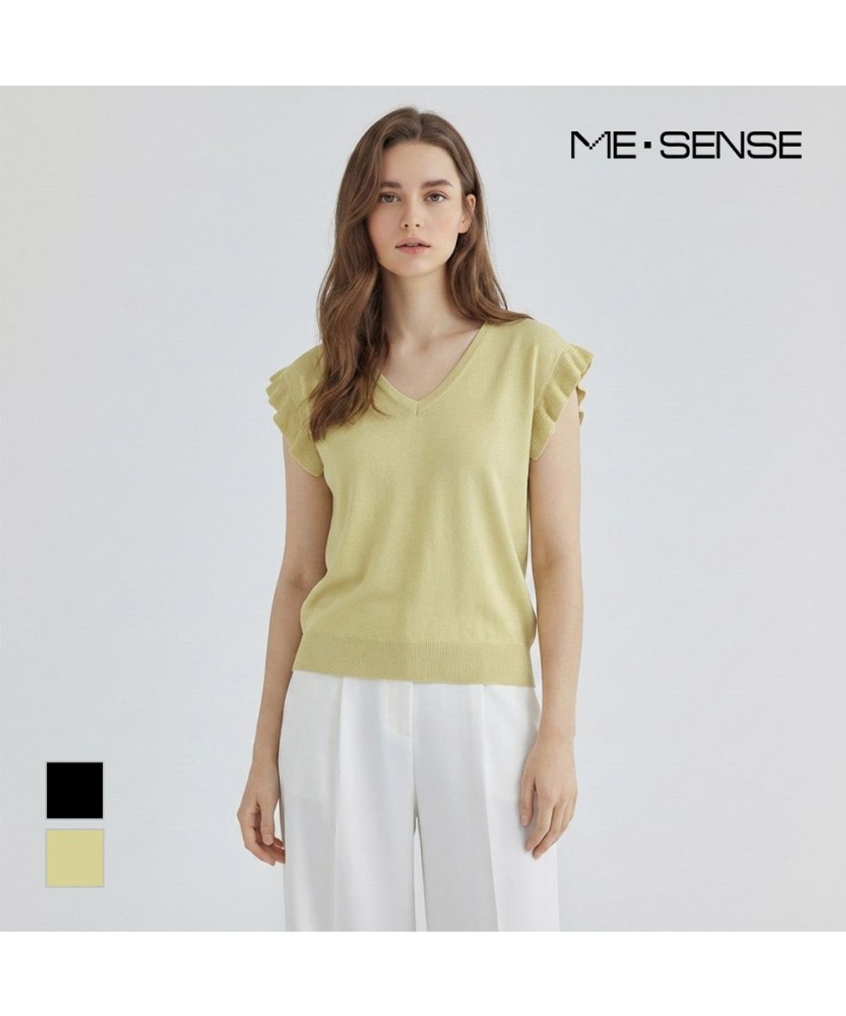 미센스(MESENSE) 브이넥 날개 프릴니트_MB36KNS333Z
