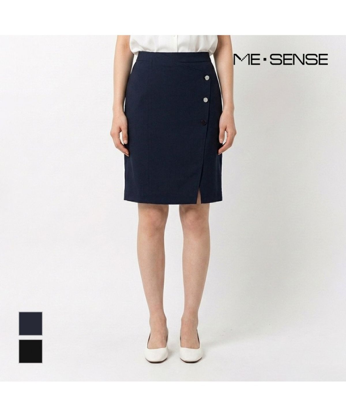 미센스(MESENSE) 심플단추 H라인 스커트_MB15SKM103Z