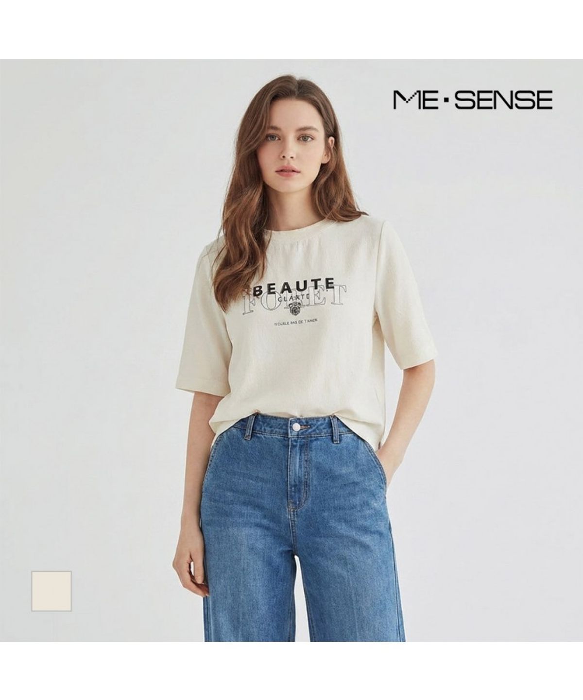미센스(MESENSE) 레터링 반팔 블라우스_MB34BLM202Z